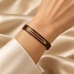 دستبند طلا چرم-طرح خط