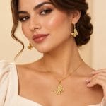 نیم ست طلا پروانه عاج